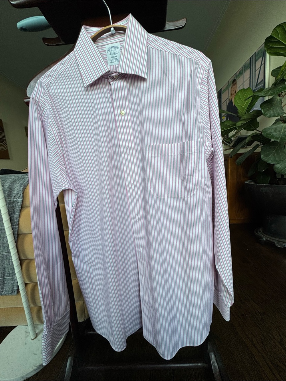 Brooks Brothers Regent Fit Pink and White Striped Dress Shirt